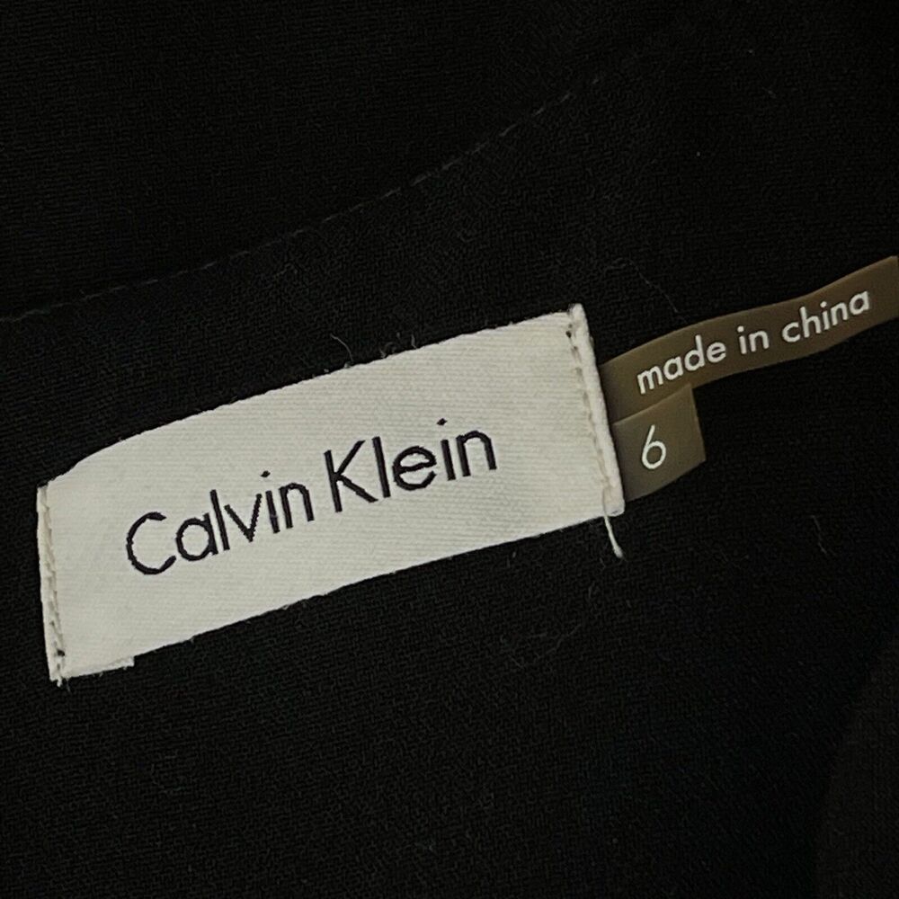 Calvin Klein SZ 6 A-Line Midi Dress Sleeveless Keyhole Scoop Neck Lined Black - Picture 9 of 9